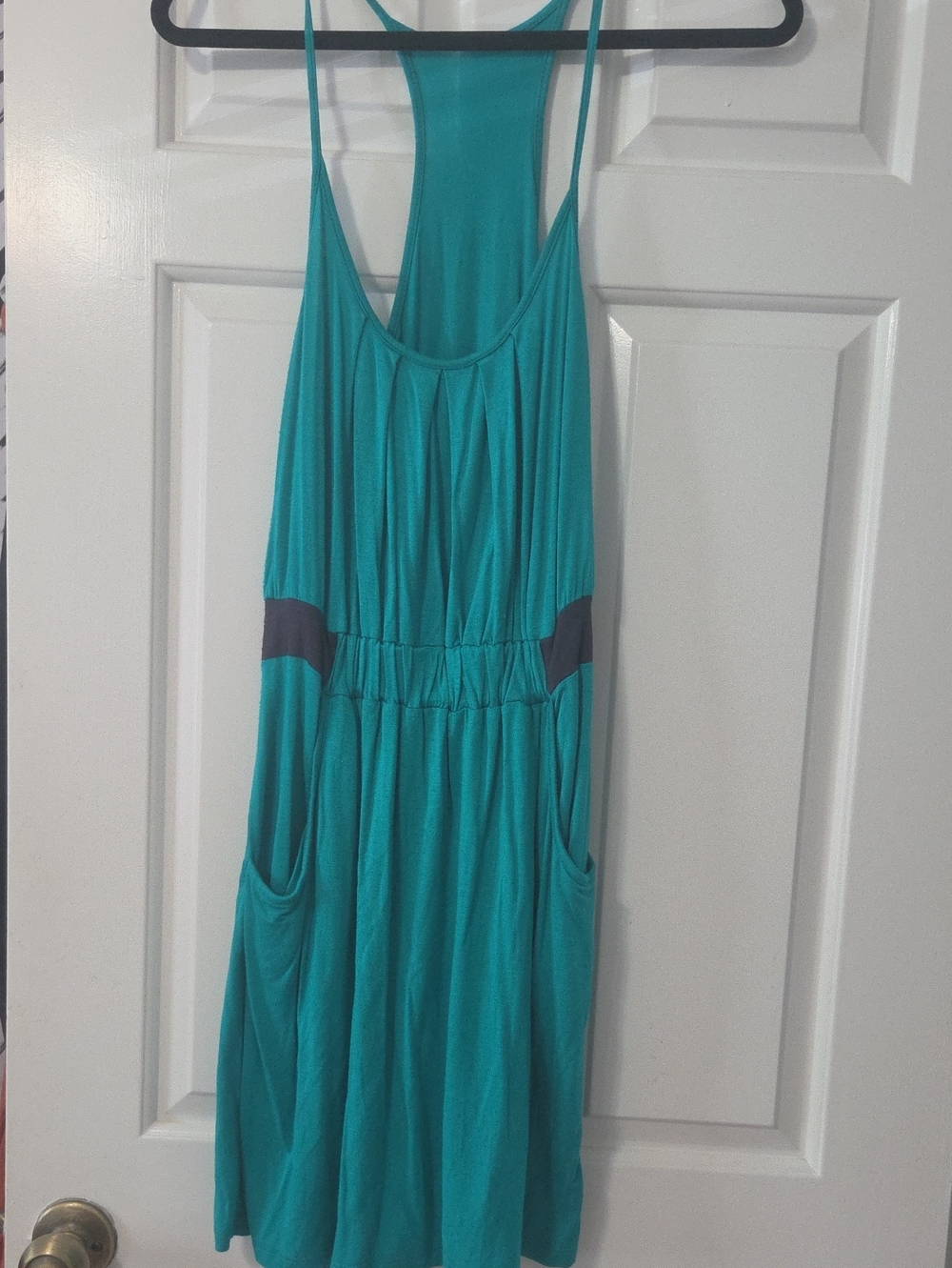 Teal Racerback Summer Dress - Casual Pocket Dress